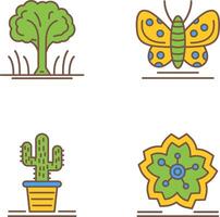 árbol y mariposa icono vector