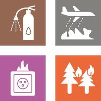 using extinguisher and firefighter plane Icon vector