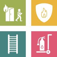 running from fire and fire shield Icon vector