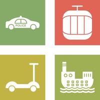 Police Car and Cable Car Icon vector