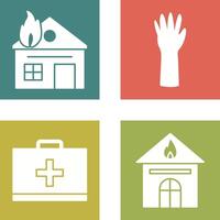 house on fire and gloves Icon vector