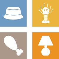 Men Hat and Lobster Icon vector