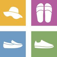 sombrero y zapatillas icono vector