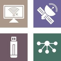 Disconnected Network and Satellite Icon vector