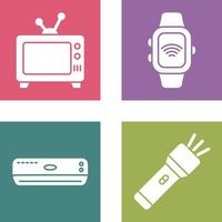 televisión y inteligente reloj icono vector