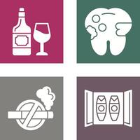 vino y caries icono vector