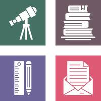 Telescope and BooksSnack and Money Icon vector