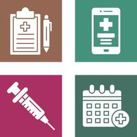 médico grabar y médico aplicación icono vector