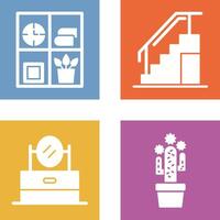 Bookshelf and Stairs Icon vector