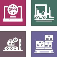 24 hours and forklift Icon vector