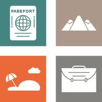 pasaporte y montaña icono vector