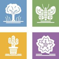 Tree and Butterfly Icon vector