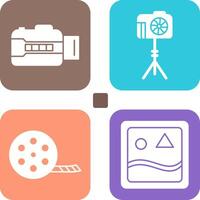 open camera and camera stand Icon vector