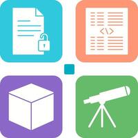 unlock document and piece of code Icon vector
