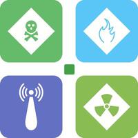 poisonous gas and Danger of flame Icon vector