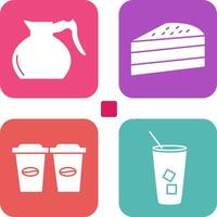 cake slice and coffee pot Icon vector