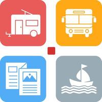 autobús y remolque icono vector