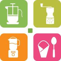 french press and coffee grinder Icon vector