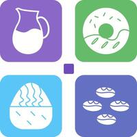 milk jug and cream doughnut Icon vector