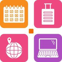 marked calendar and luggage Icon vector