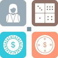 elegant lady and domino game Icon vector