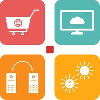 global compras y nube sistema icono vector