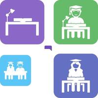 study desk and studying on desk Icon vector