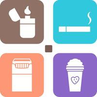 lighter and lit cigarette Icon vector