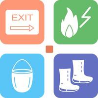 exit and electricity fire Icon vector