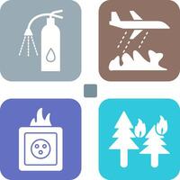 using extinguisher and firefighter plane Icon vector