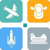 Landing Airplane and Dinghy Icon vector