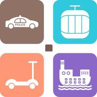 Police Car and Cable Car Icon vector