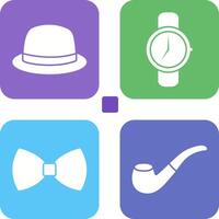 sombrero y reloj icono vector