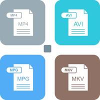 mp4 y avi icono vector