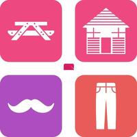 Picnic of Table and Wood Cabin Icon vector