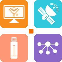 Disconnected Network and Satellite Icon vector