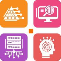 Pyramid Graph and Search Icon vector