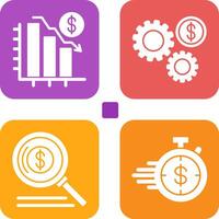 Chart Down and Settings Icon vector