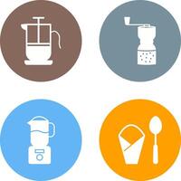 french press and coffee grinder Icon vector
