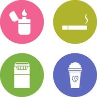 lighter and lit cigarette Icon vector