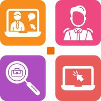 Online Job and Manager Icon vector