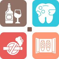 vino y caries icono vector