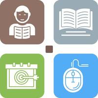 estudiante y libro icono vector