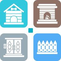 Dog House and Fireplace Icon vector