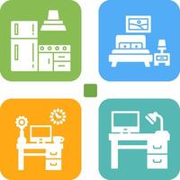 cocina y dormitorio icono vector