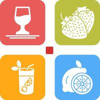 Wine and Strawberry Icon vector