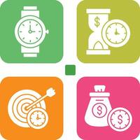 muñeca reloj y hora es dinero icono vector