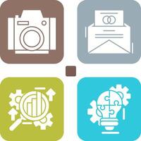 Photo Camera and Invitation Card Icon vector