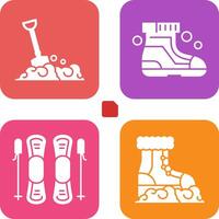 Shovel and Ski Boots Icon vector