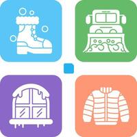 raquetas de nieve y camión icono vector